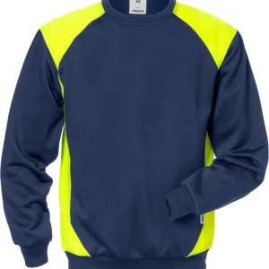 Abverkauf FRISTADS Sweatshirt 7148 SHV marine/Warnschutz-gelb Größe: L