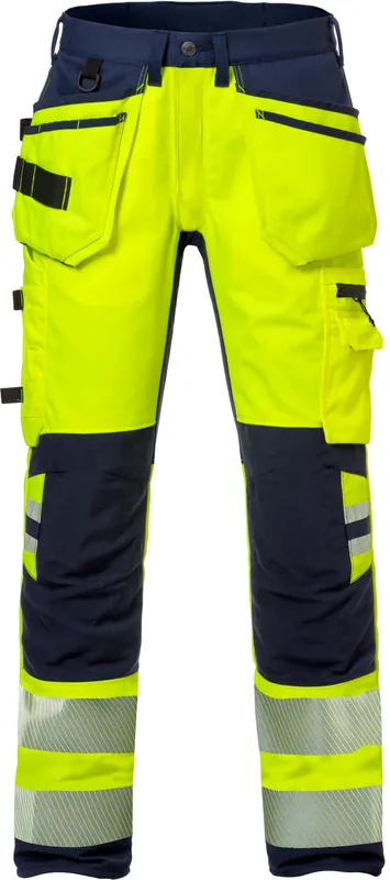 Ausverkauf FRISTADS HighVis Handwerker Stretch-Hose Da 2710PLU Warnschutz-gelb/marine Größe: 50