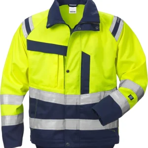 Ausverkauf FRISTADS HighVis Jacke Damen Kl.3, 4129 Warnschutz-gelb/marine Größe: 2XL