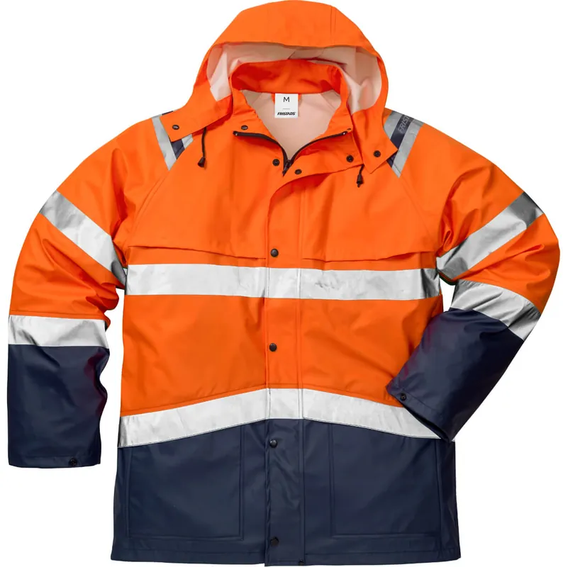 Zertifiziert FRISTADS HighVis Regenjacke Kl.3 4624RS Warnschutz-orange/marine Größe: XS