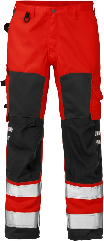 Zertifiziert FRISTADS High Vis Hose Kl.2 2026 PLU Warnschutz-rot/schwarz