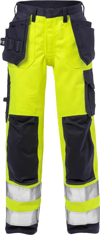 Angebot FRISTADS Flame HighVis Handwerkerhose Damen FLAM Warnschutz-gelb/marine Größe: 50