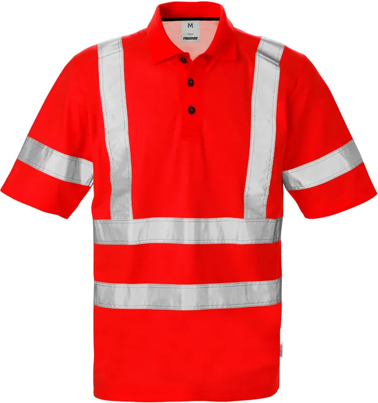 Aktuell FRISTADS High Vis Poloshirt 7025 Kl.3 PHV Warnschutz-rot Größe: 2XL
