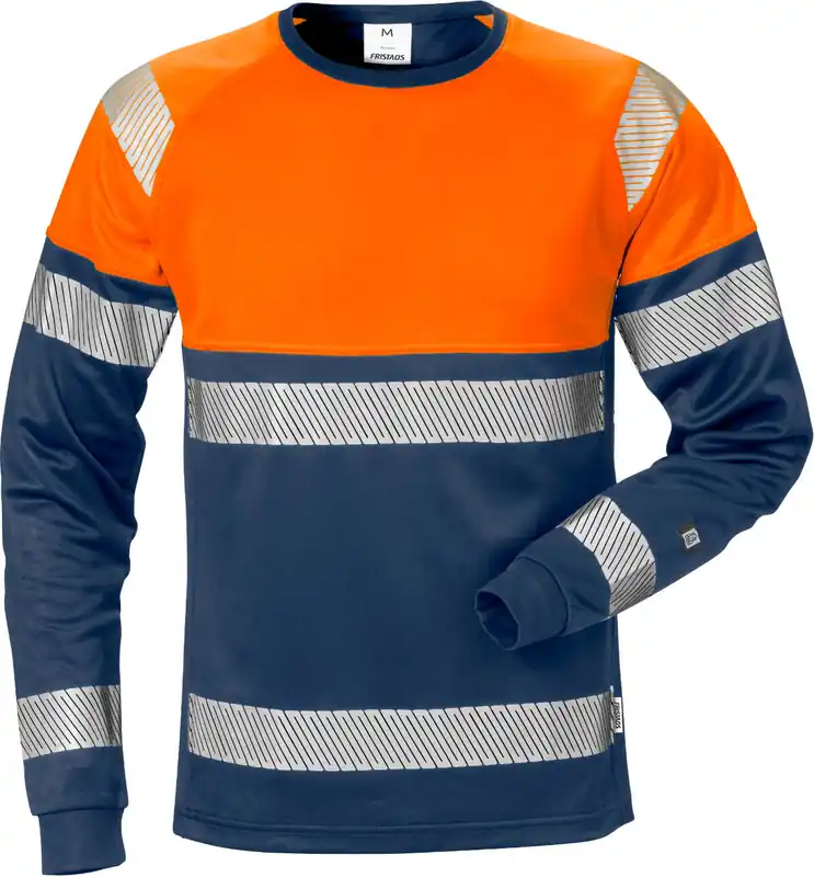 Ausverkauf FRISTADS HighVis T-Shirt Langarm 7519THV Warnschutz-orange/marine Größe: 2XL