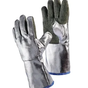 JUTEC Hitzeschutzhandschuh PREOX-ARAMID-Aluminium, bis 600°C, 5-Finger, 380 mm Länge: 380 mm Preisknaller