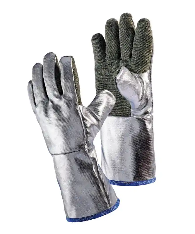 JUTEC Hitzeschutzhandschuh PREOX-ARAMID-Aluminium, bis 600°C, 5-Finger, 380 mm Länge: 380 mm Preisknaller