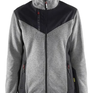 Billig Blakläder Damen Strickjacke 5943 mit Softshell grau melange/schwarz Größe: 3XL