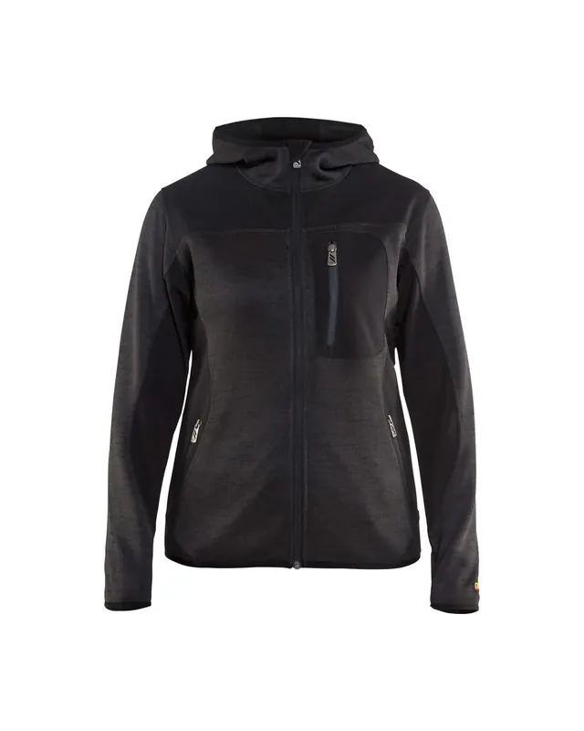Abverkauf Blakläder Strick Damen-Softshell-Jacke 4931 grau melange/schwarz Größe: 3XL