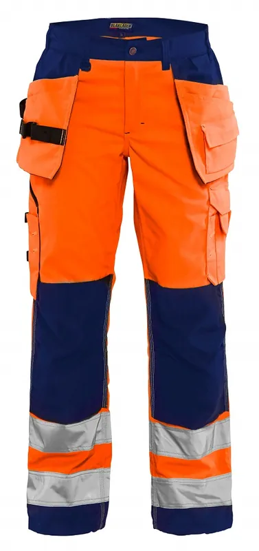 Blakläder Damen HighVis Bundhose 7156 mit Werkzeugtaschen orange/marineblau Größe: 25 Preisreduziert