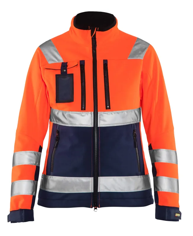 Beliebt Blakläder Damen High Vis Softshell Jacke 4902 orange/marineblau Größe: 3XL
