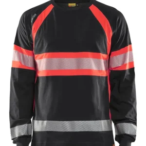 Top-Seller Blakläder HighVis Shirt langärmelig 3510 schwarz/HighVis rot Größe: 3XL
