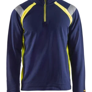 Abverkauf Blakläder Sweatshirt mit Half Zip marineblau/gelb Größe: 3XL