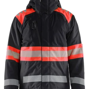 Begrenztes Angebot Blakläder HighVis Winterjacke Klasse 1 schwarz/HighVis rot Größe: 3XL