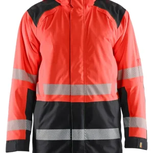 Ausverkauf Blakläder High Vis Winterparka Klasse 3 High Vis rot/schwarz  Größe: 3XL