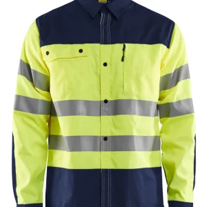 Versand Am Gleichen Tag Blakläder High Vis Arbeitshemd 3255 High Vis gelb/marineblau Größe: 3XL