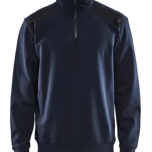 Ausverkauf Blakläder Sweater mit Half Zip 2 dunkel marineblau/schwarz Größe: 3XL