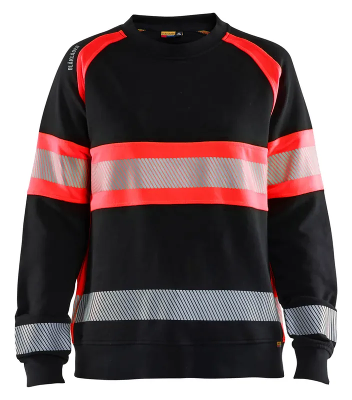 Blakläder Damen High Vis Sweatshirt 3409 schwarz/HighVis rot Größe: 3XL Neue Kollektion