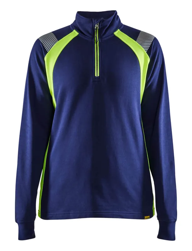 Angebot Blakläder Damen Sweater Half-zip 3403 marinebl/HighVis gelb Größe: 3XL
