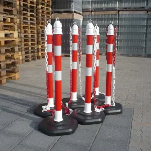 Sichere Zahlung TEMKA Absperrpfosten-Set Multi-Max 6 Pfosten rot retroreflektierend + 5 x Kette 3 m