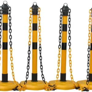 TEMKA Absperrpfosten-Set Multi-Max 6 Pfosten gelb/schwarz + 5 x Kette 3 m Günstig