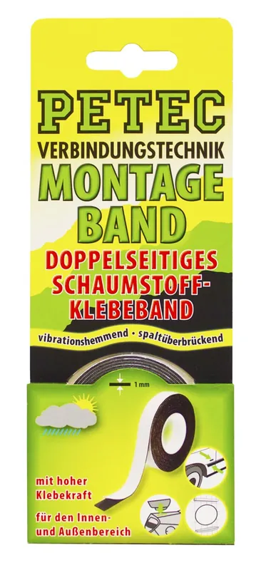PETEC Schaumstoff-Klebeband doppelseitig 2 m x 12 mm Billig