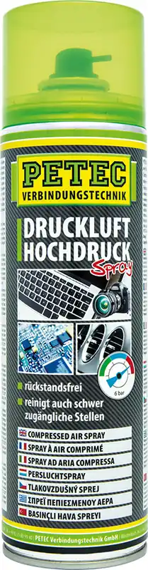 PETEC Druckluft Hochdruck Spray 400 ml Nur Für Kurze Zeit