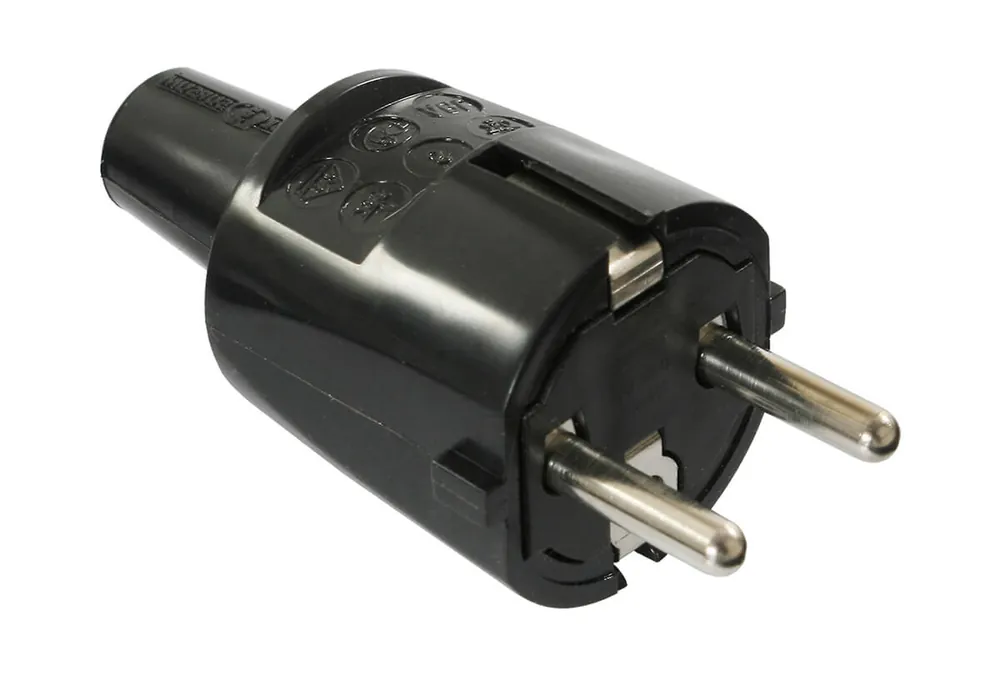 Schneller Versand as-Schwabe PVC-Schutzkontaktstecker schwarz Farbe: schwarz