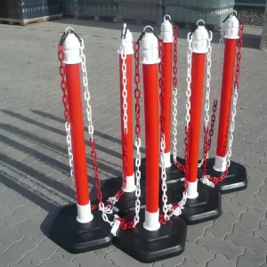 TEMKA Absperrpfosten-Set Multi-Max, 6 Pfosten rot + 5 x Kette 3 m Sale