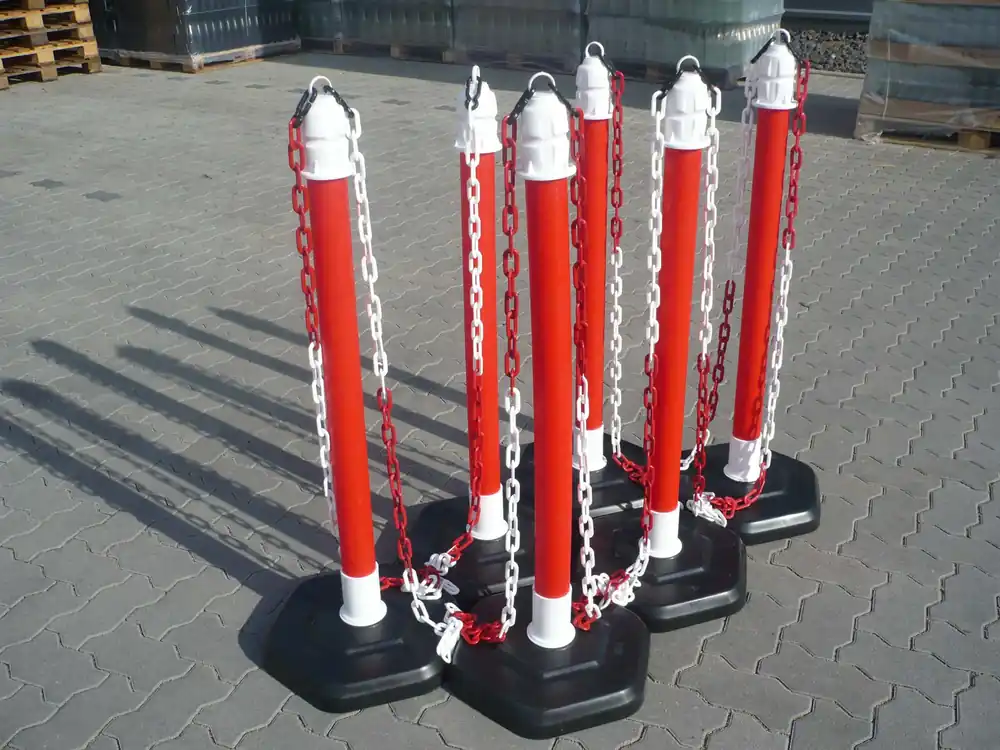 TEMKA Absperrpfosten-Set Multi-Max, 6 Pfosten rot + 5 x Kette 3 m Sale