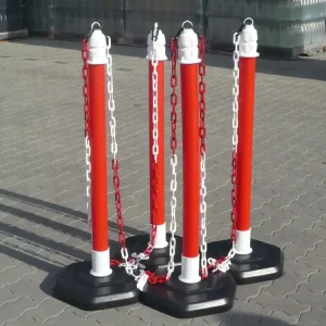 Preisknaller TEMKA Absperrpfosten-Set Multi-Max, 4 Pfosten rot + 4 x Kette 3 m