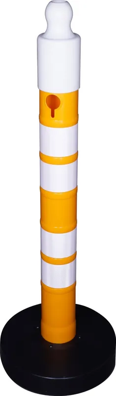 Mega-Angebot TEMKA Absperrpfosten- Mega-MAX - gelb 1200 mm  Ausführung: 4 x Refkeltorfolie weiss