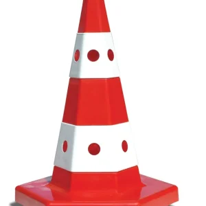 Sonderangebot TEMKA Sechseckkegel PP rot - weiss Ausführung: rot - weiß mit Zusatzfuß