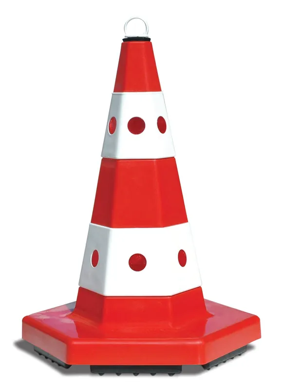 Sonderangebot TEMKA Sechseckkegel PP rot - weiss Ausführung: rot - weiß mit Zusatzfuß