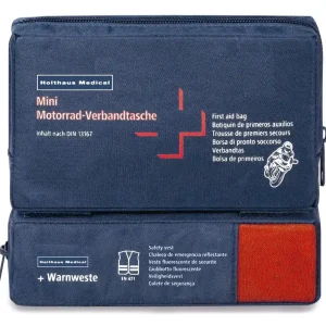 Highlight Holthaus Medical Mini Motorrad Verbandtasche Inhalt nach DIN 13 167 + Warnweste