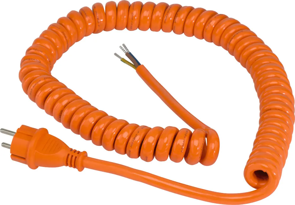 as-Schwabe Baustellen-Spiral-Anschlussleitung mit Schukostecker, 5m, orange Neue Ware