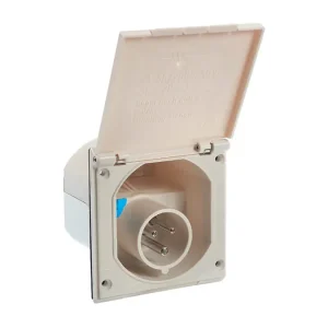 as-Schwabe CEE-Einspeisungsstecker 230V, 16A, 3-polig, weiß mit Klappdeckel Beliebt
