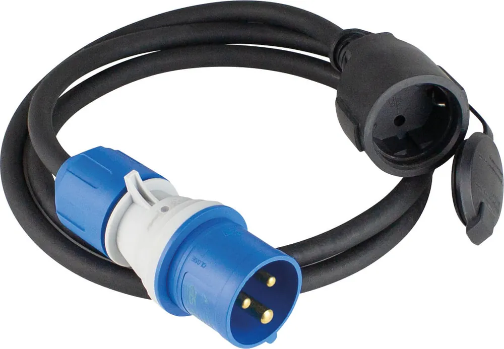 as-Schwabe CEE-Adapterleitung powerlight 1,5m, schwarz mit CEE-Stecker und Schukosteckdose Sale