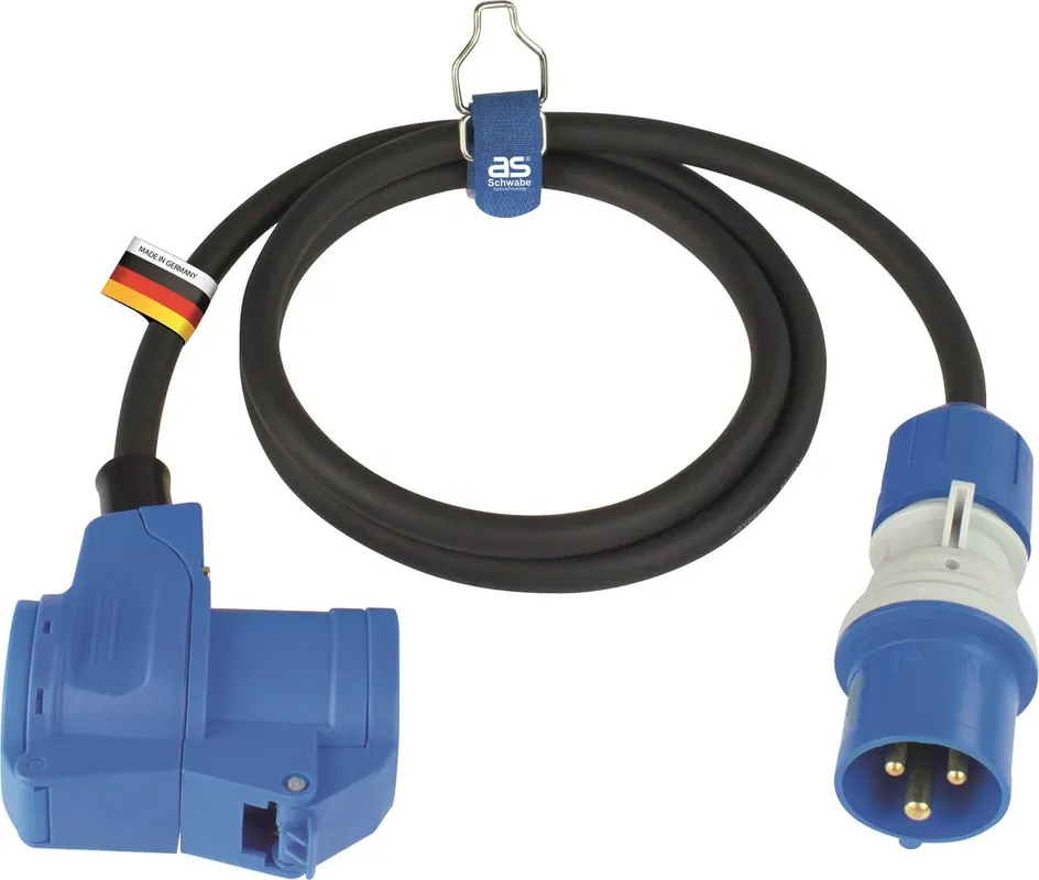 as-Schwabe CEE-Adapterleitung powerlight 1,5m, schwarz mit CEE-Steck und Winkelkupplung Solange Der Vorrat Reicht