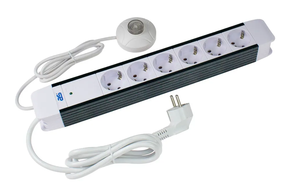 as-Schwabe 6-fach Steckdosenleiste FLASH H05VV-F 3G1,5, 1,5 m, m. sep. Hand-/Fußschalter Sichere Zahlung
