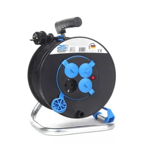 Sonderaktion as-Schwabe Innenbereich-Kunststoff-Kabeltrommel H05RR-F 3G1,5 mit Schutzkappen, 50 m Kabel: H05RR-F 3x1