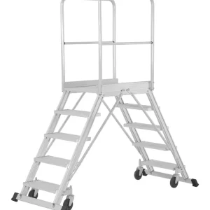 HYMER Podesttreppe fahrbar, beidseitig begehbar  Stufenanzahl: 2 x 8 Stufen Sonderaktion