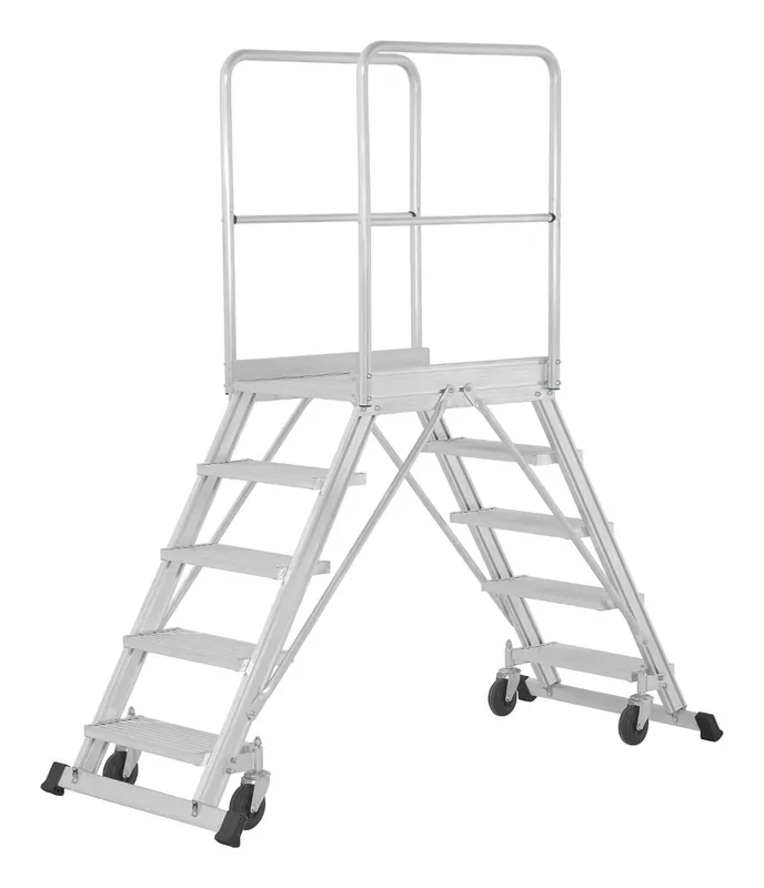 HYMER Podesttreppe fahrbar, beidseitig begehbar Stufenanzahl: 2 x 8 Stufen Sonderaktion