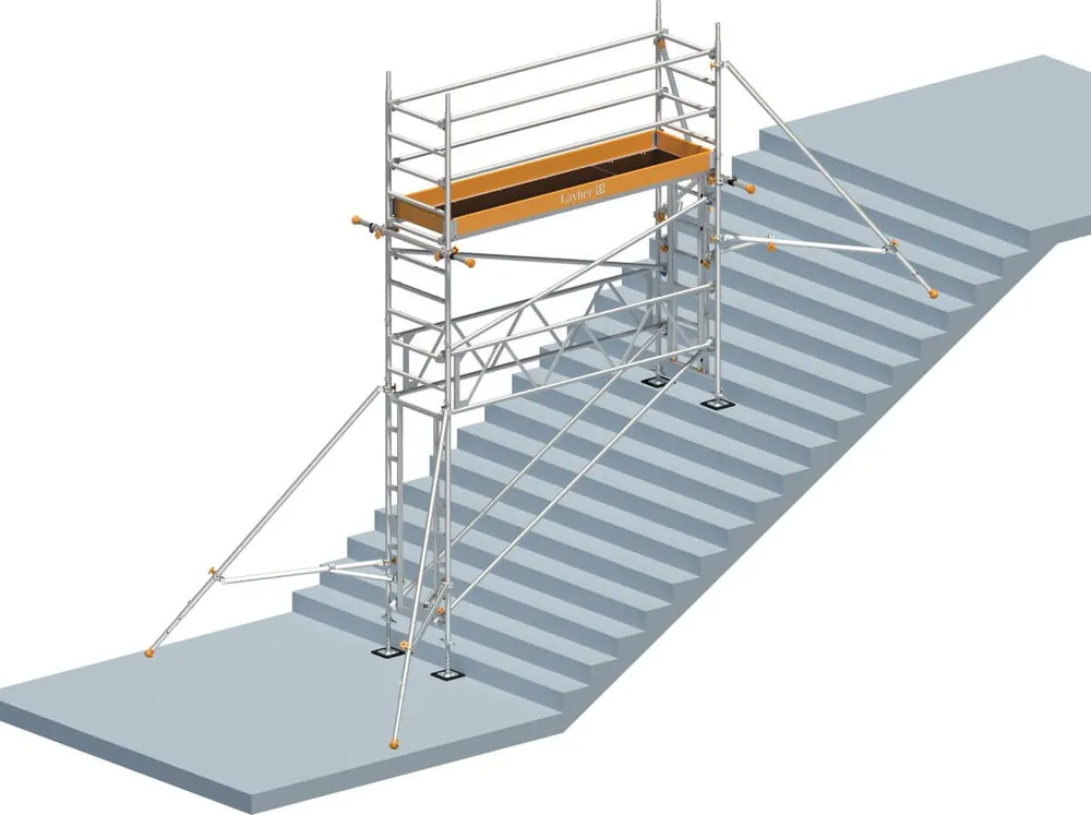 Zertifiziert Layher Steigtechnik Uni Standard mit Treppen-Kit SH=3 m