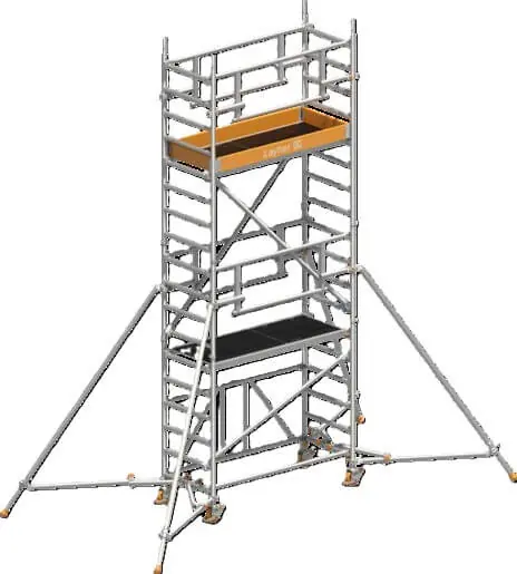 Zertifiziert Layher Steigtechnik Fertiggerüst Zifa P2 Safety Plus mit Doppelgelände + Gerürststütze 5,61 m