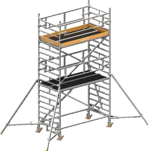 Wochenendangebot Layher Steigtechnik Universalgerüst Uni-Breit P2 Safety Plus mit Doppelgeländer+Gerüststütze 6,20 m