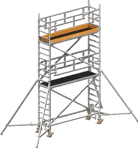Begrenztes Angebot Layher Steigtechnik Fahrgerüst Uni Standard P2 Safety Plus mit Doppelgeländer+Gerüststütze 6,20 m