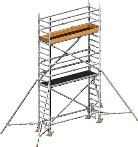 Echt Layher Steigtechnik Fahrgerüst Uni Standard P2 m.Uni-Telegeländer + Gerüststütze 6,20 m
