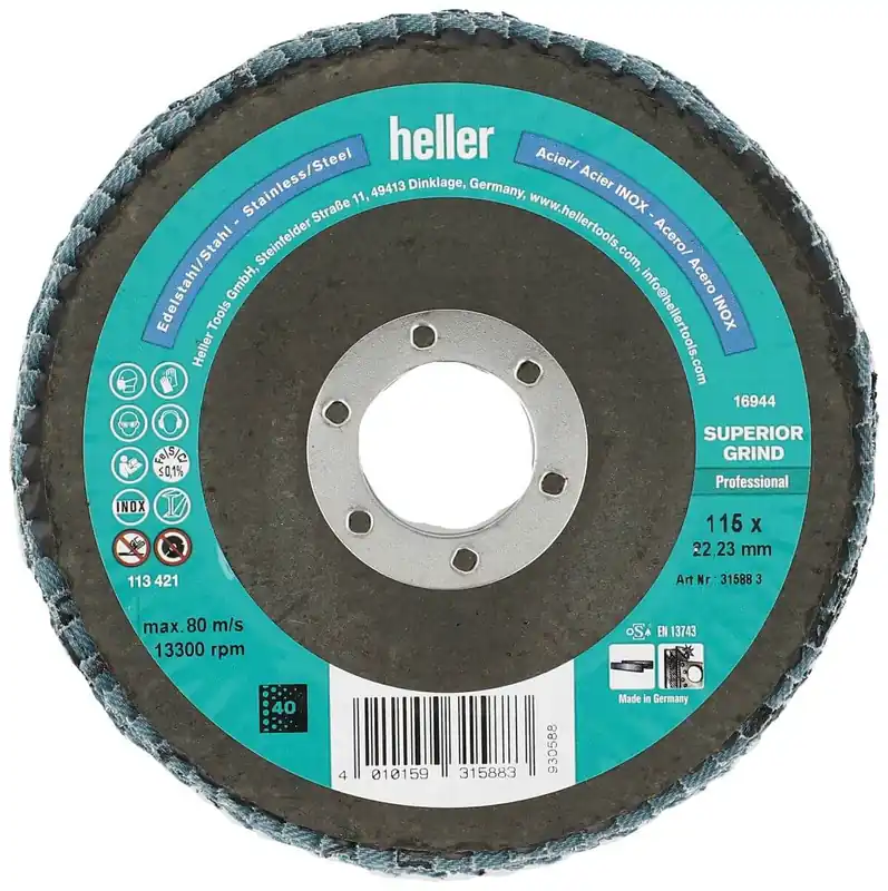 Heller Fächerscheibe 4331 Superior Grind Pro 115 x 22,23 mm, K 80, 10 Stück Körnung: K 80 Solange Der Vorrat Reicht