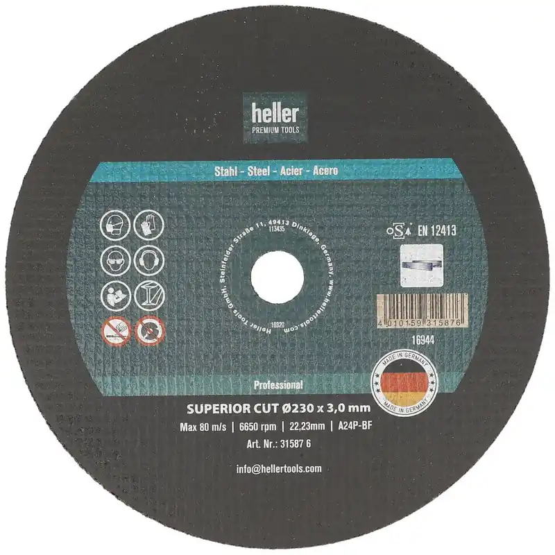 Günstig Heller Freihandtrennscheibe 4321 Superior Cut Pro 230 x 3,0 x 22,23 mm, 10 Stück  Durchmesser: 230 mm