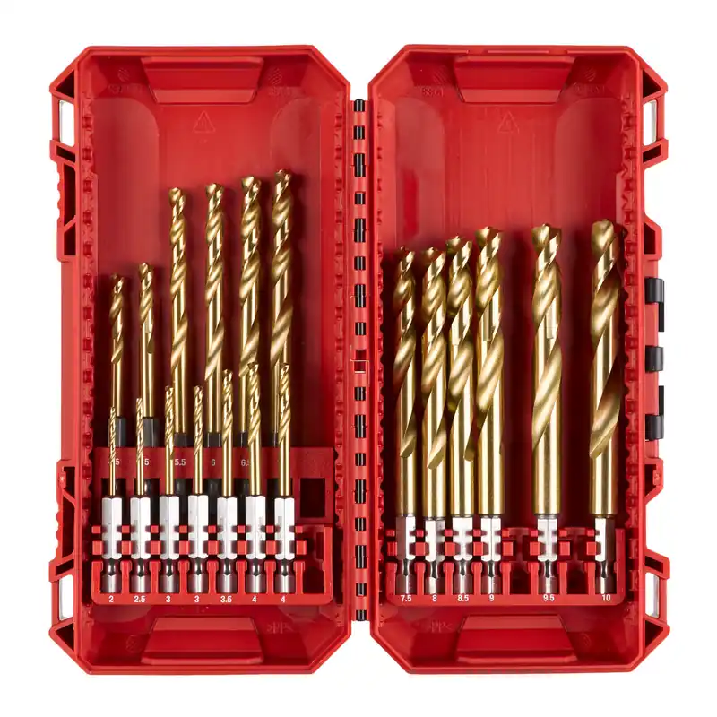 Milwaukee SHOCKWAVE Metallbohrer HSS-G RED HEX Titan 1/4 Zoll 19-teiliges Set in PACKOUT kompatibler Kassette Mega-Angebot
